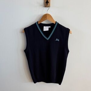 Men's Navy Sweater Vest with Teal Trim